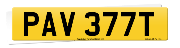 Registration number PAV 377T